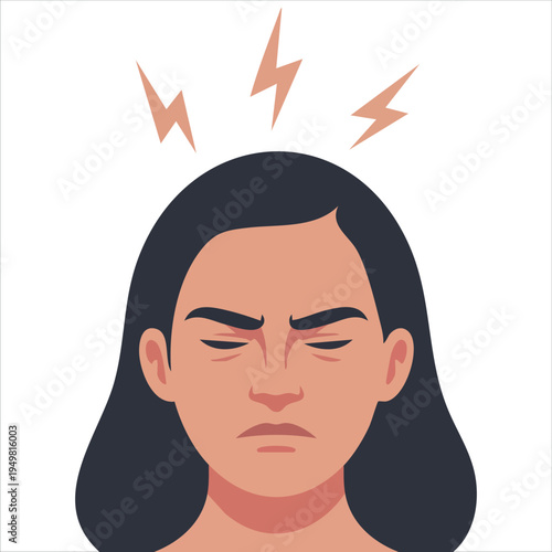 Work burnout concept showing tired female worker sitting at table after long office day vector illustration