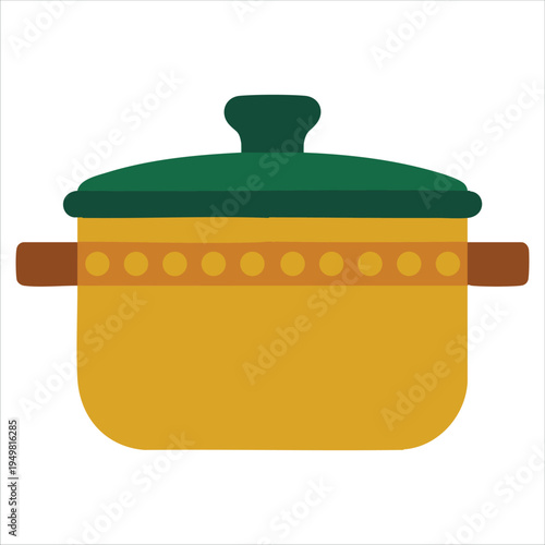 Adorable cooking pot with polka dots for kitchen and culinary themes colorful vector illustration