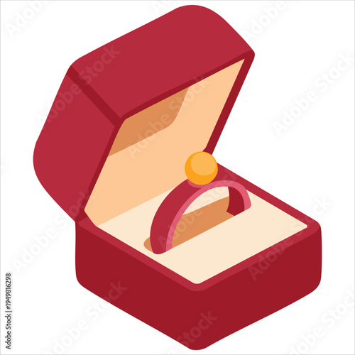 Elegant diamond ring in purple gift box for marriage proposal colorful vector illustration clip art