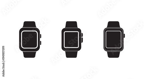 Three smartwatches in different angles on white background  smartwatch collection