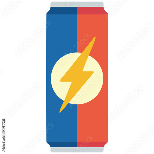 Powerful energy beverage can flat style vector illustration