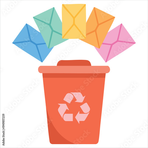 Discard unwanted email to trash bin symbol vector illustration