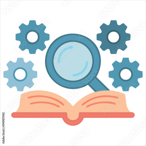 Searching for knowledge and science in books research concept illustration