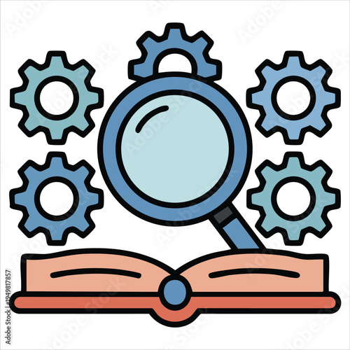 Academic research concept with books for knowledge discovery illustration