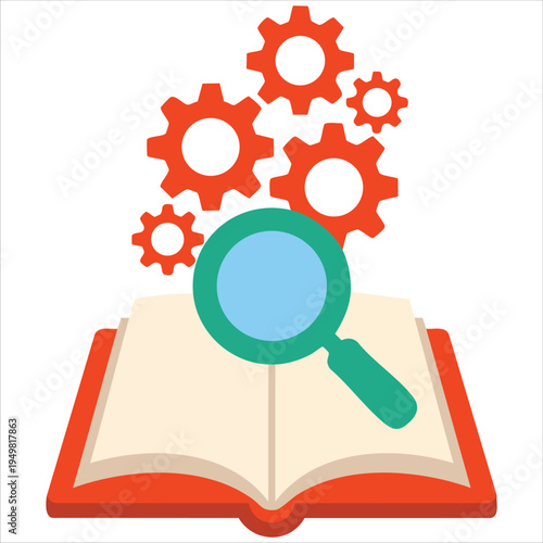 Science exploration through books research concept illustration