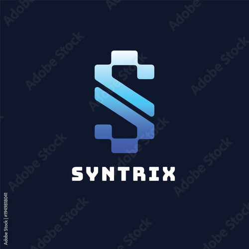 Modern pixel art letter S logo with gradient blue for Web3, crypto, and gaming branding