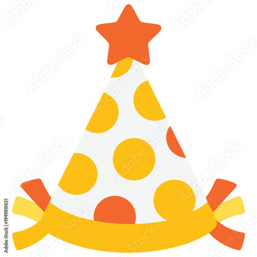 Cute conical party hat vector illustration icon for celebrations