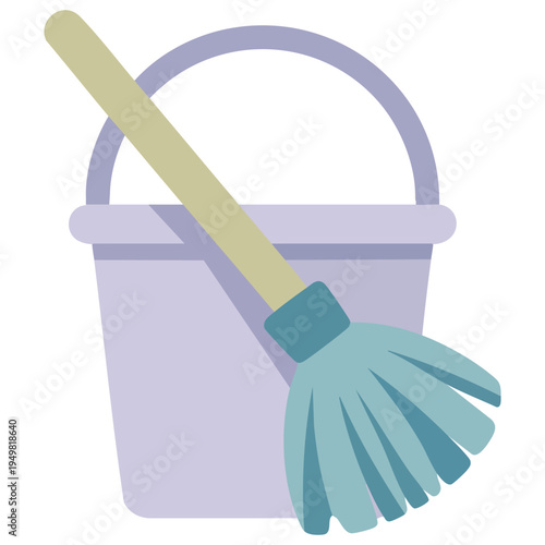 Bucket and mop icon isolated on white background for cleaning and disinfection tools set