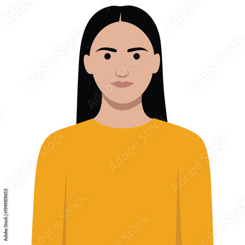 Serene female avatar with geometric haircut vector illustration for neutral emotions