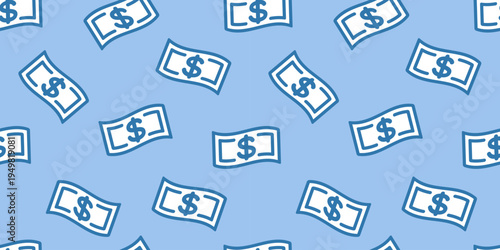 お金のシームレス背景画像。紙幣。（Seamless background image of money.）
