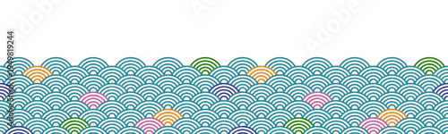 和風の波の模様のシームレス背景画像。（Seamless background image of Japanese style wave pattern.）
