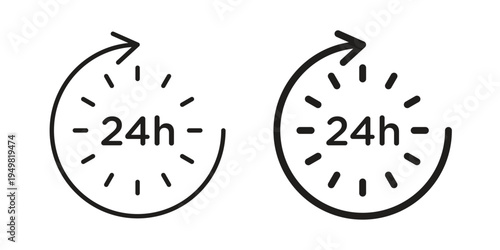 24 Hrs icon symbol collection for web design. Icon Element For Design