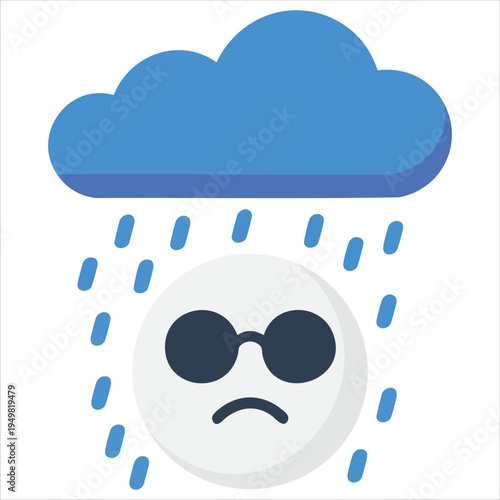 Face in the rain vector illustration for weather concepts