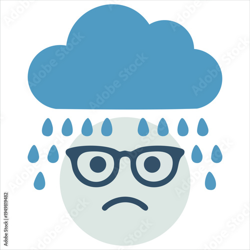 Person with raindrops on face vector illustration