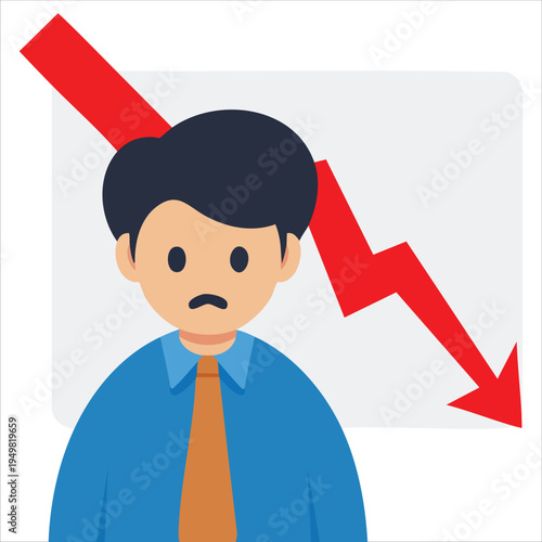 Vector of disgruntled employee due to poor work result for business concepts