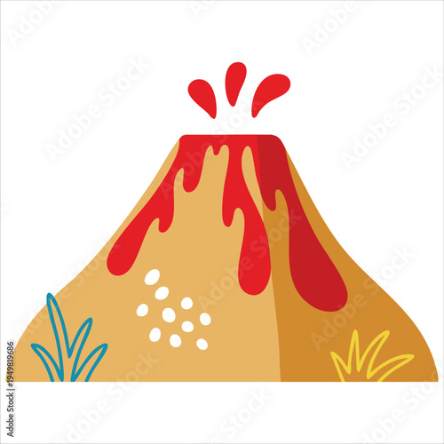 A volcano spewing lava from Stone Age era vector illustration