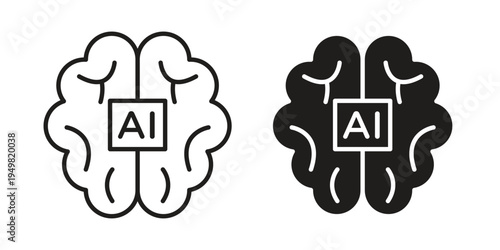 AI brain icon symbol collection for web design. Icon Element For Design