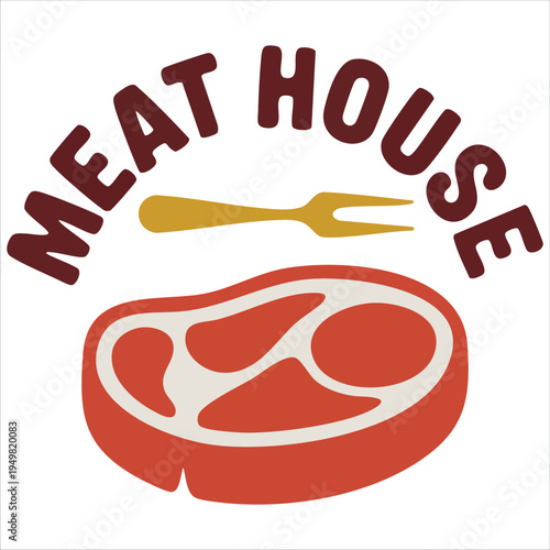 Ribeye steak skewered on fork raw ready to eat for cooking barbecue grilled food vector illustration