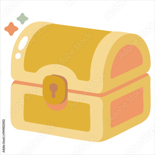 Gold treasure chest for St Patricks Day celebration flat vector illustration
