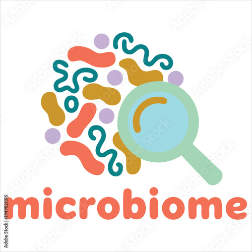Colorful microbiome bacteria illustration with bifidobacteria and lactobacilli vector