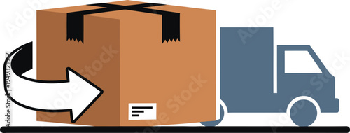 Delivery truck with a large cardboard box