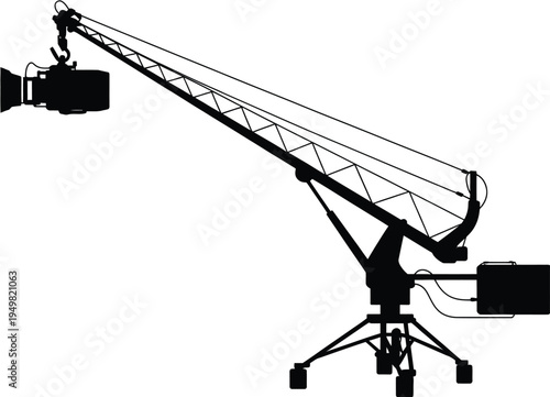 A large crane with a camera on top isolated on white background, Vector, illustration