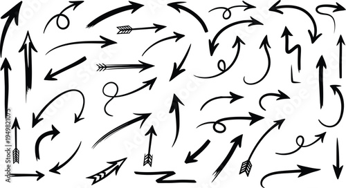 Collection of black arrows on white background