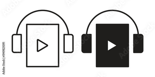 Audiobook icon symbol collection for web design. Icon Element For Design