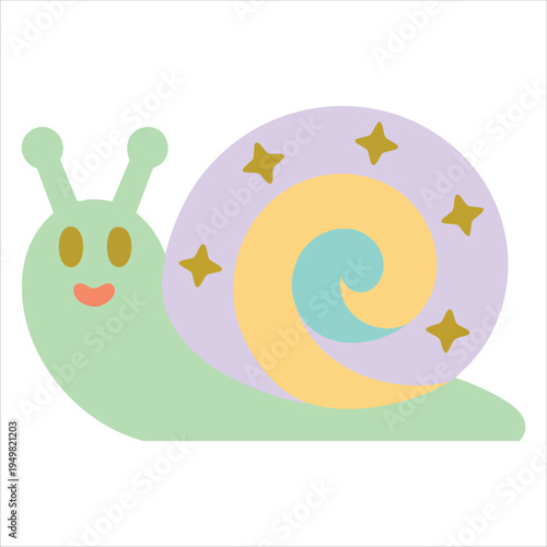 Cute mollusk with colorful rainbow trail for kid room decoration vector design