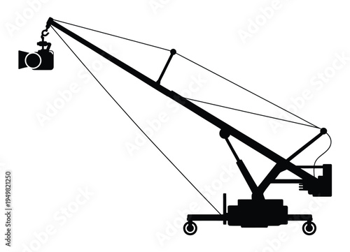 Camera crane silhouette vector illustration for film production and photography equipment eps silhouette vector illustration white background	