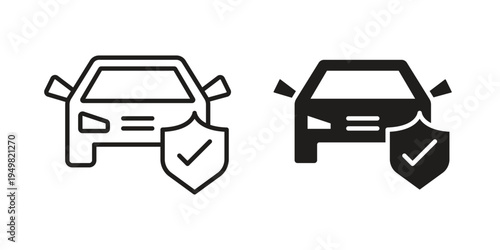 Auto insurance icon symbol collection for web design. Icon Element For Design