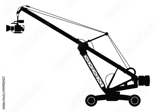 Camera crane silhouette vector illustration for film production and photography equipment eps silhouette vector illustration white background	