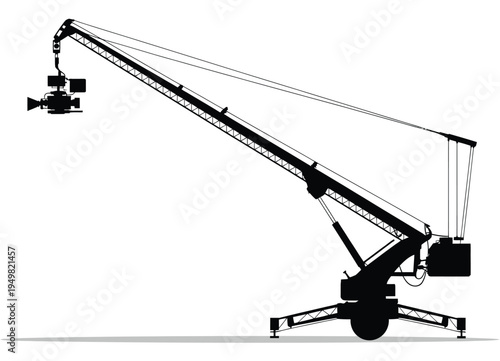 Camera crane silhouette vector illustration for film production and photography equipment eps silhouette vector illustration white background	