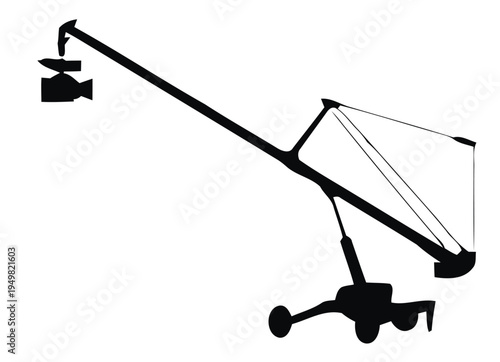 Camera crane silhouette vector illustration for film production and photography equipment eps silhouette vector illustration white background	