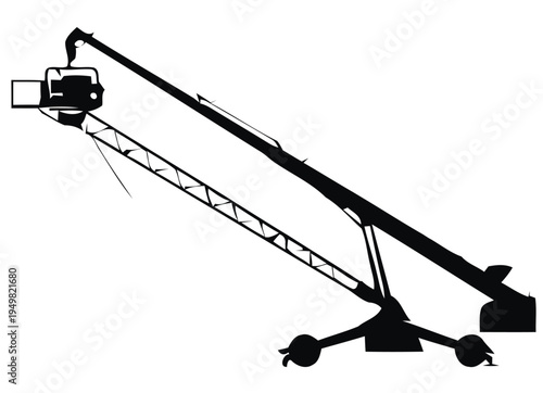 Camera crane silhouette vector illustration for film production and photography equipment eps silhouette vector illustration white background	