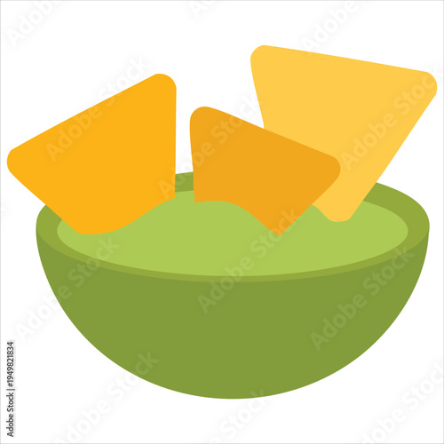 Party appetizer of guacamole and nachos for snack food concept vector