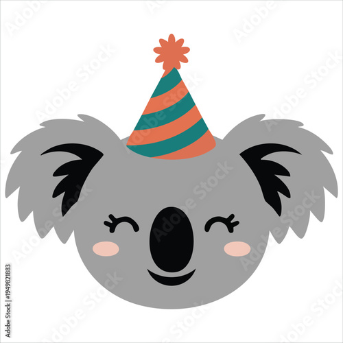 Festive bear character wearing conical hat for special event vector design