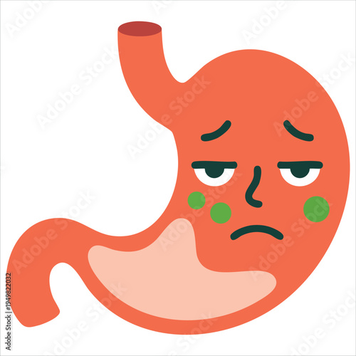 Stomach suffering from acid reflux with burning sensation cartoon vector