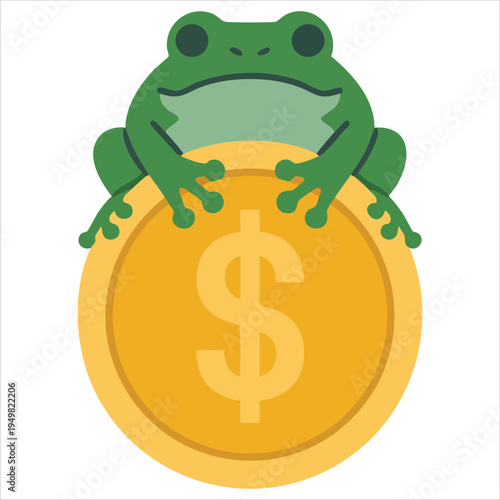 Cute toad holding currency for fortune and economy theme vector art