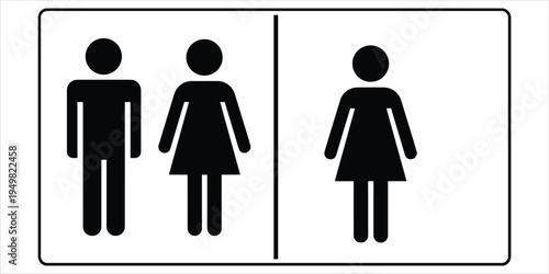 Black and White Sign for Public Restrooms with Male and Female Figures toilet bathroom