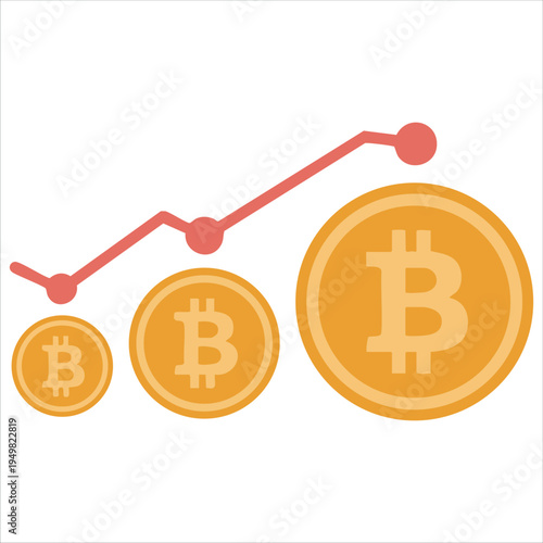 Cryptocurrency earnings graphic with bitcoin symbol vector art