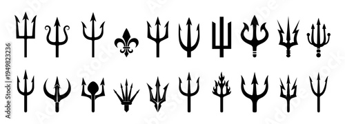 Trident Symbol Collection – Mythological Spear Icon Vector.
