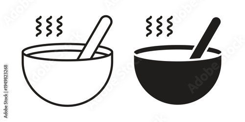Bowl of soup icon symbol collection for web design. Icon Element For Design
