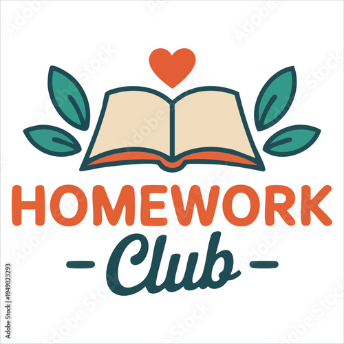 Educational club typography with heart and school elements vector