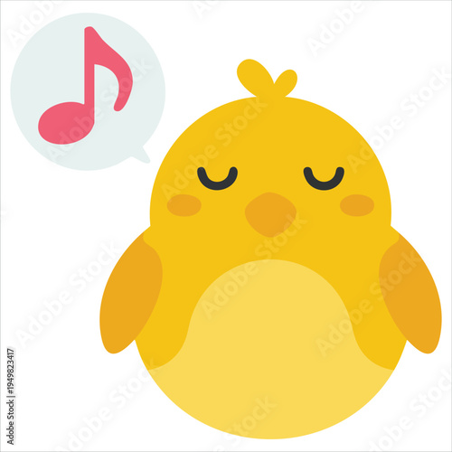 Happy little chick singing with joy for spring concept vector