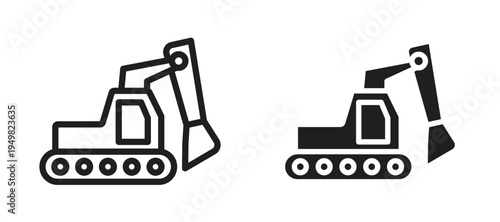 Excavator icon vector design template and illustration EPS10.