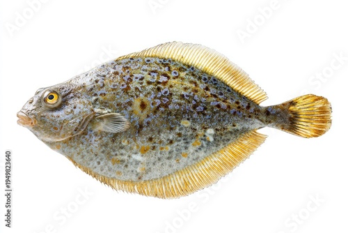 Flatfish with yellow fins and spots.