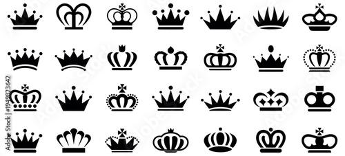 Royal crown icons collection in modern vector style isolated for prestige luxury logo and identity design