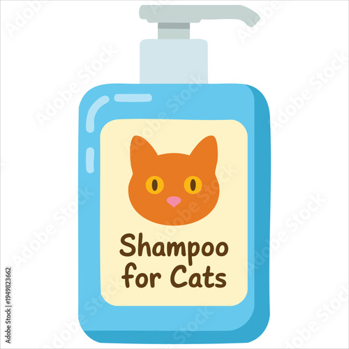 Pet shampoo bottle for cat beauty and health concept vector