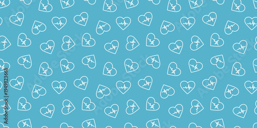 心電図の波形のシームレスな背景画像。（Seamless background image of electrocardiogram waveforms.）
